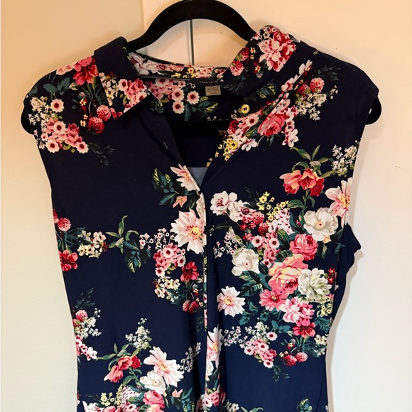 NWOT Tommy Hilfiger Pink and Orange Sleeveless Blouse with Notched Collar - Picture 2 of 5